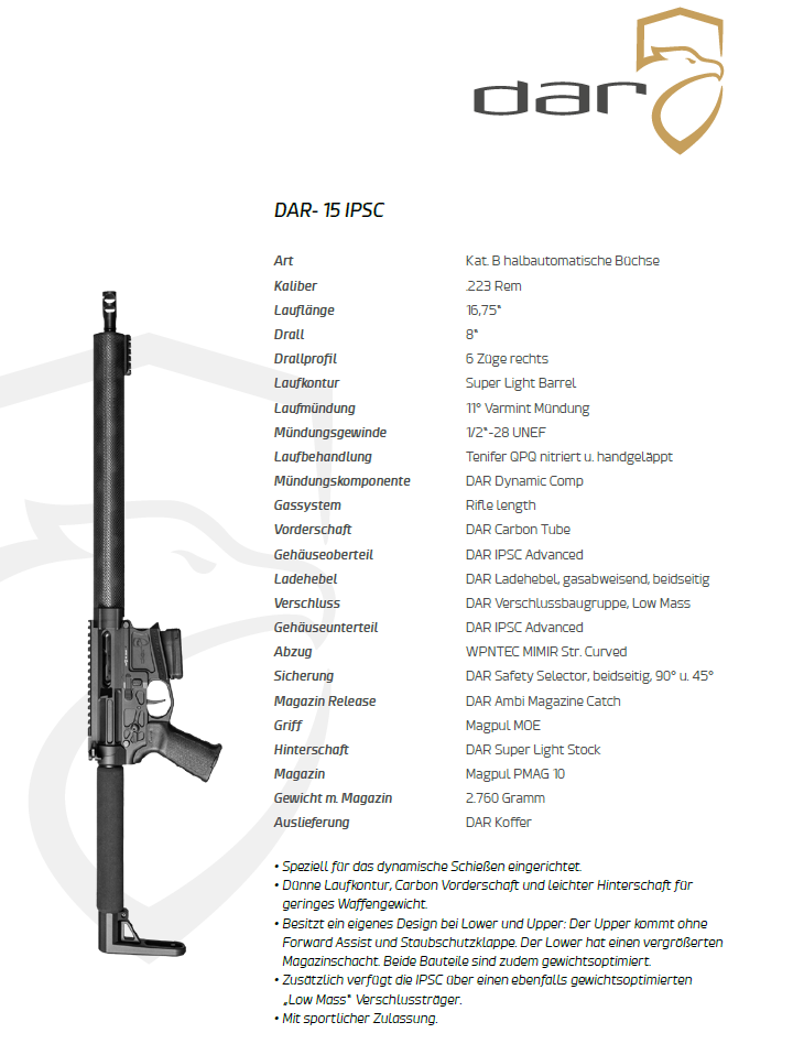 DAR 15 IPSC .223 Rem. 16,75"  Selbstladebüchse