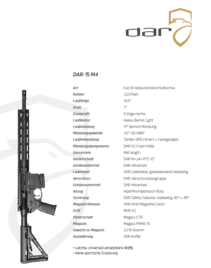 DAR 15 M4 .223 Rem. 14,5" Selbstladebüchse